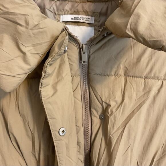 A New Day Tan Puffer Jacket Coat Women's SZ XS Mid Length Matte Warm Soft - Picture 9 of 10